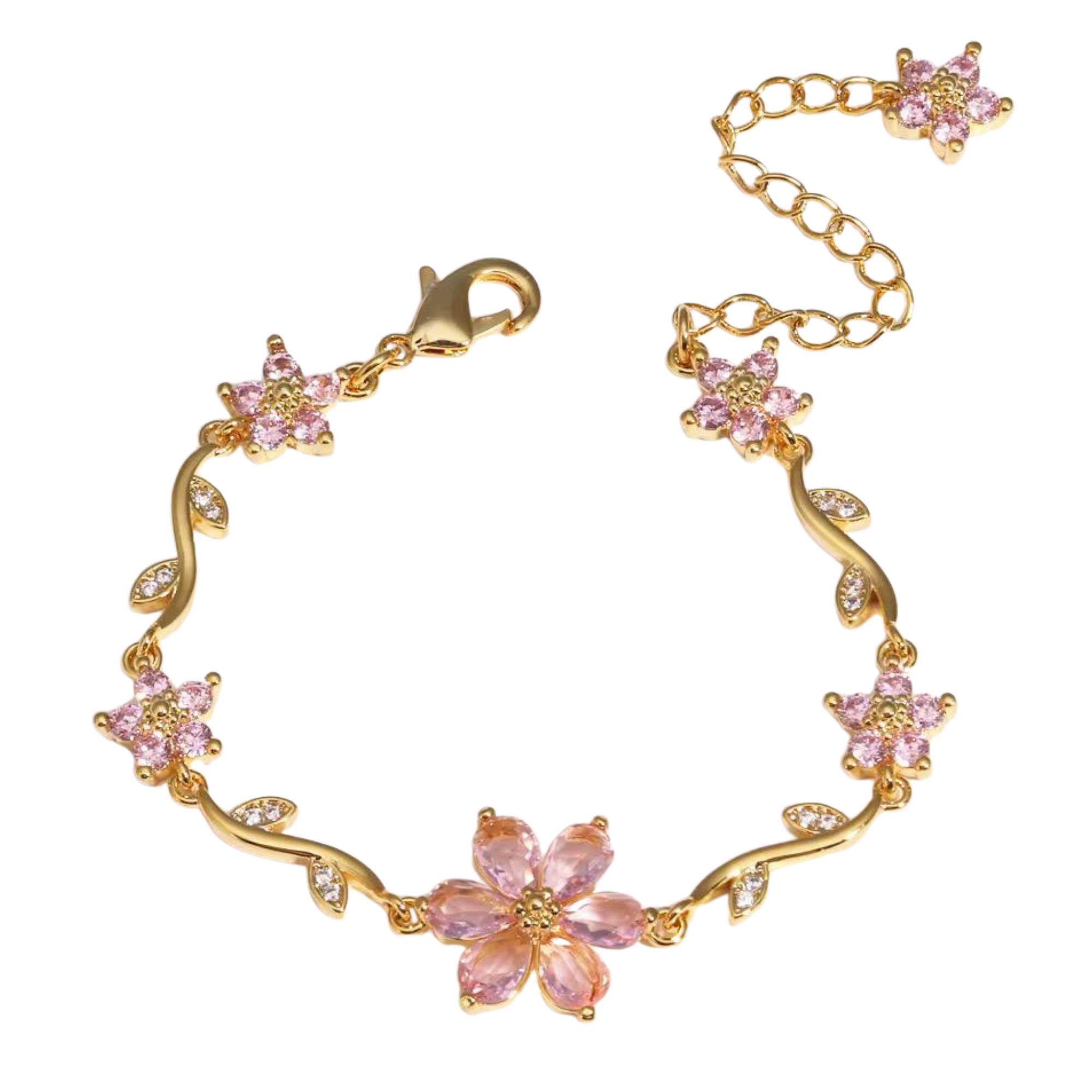 Pulsera Flor de Cerezo- Chapada en Oro 18K