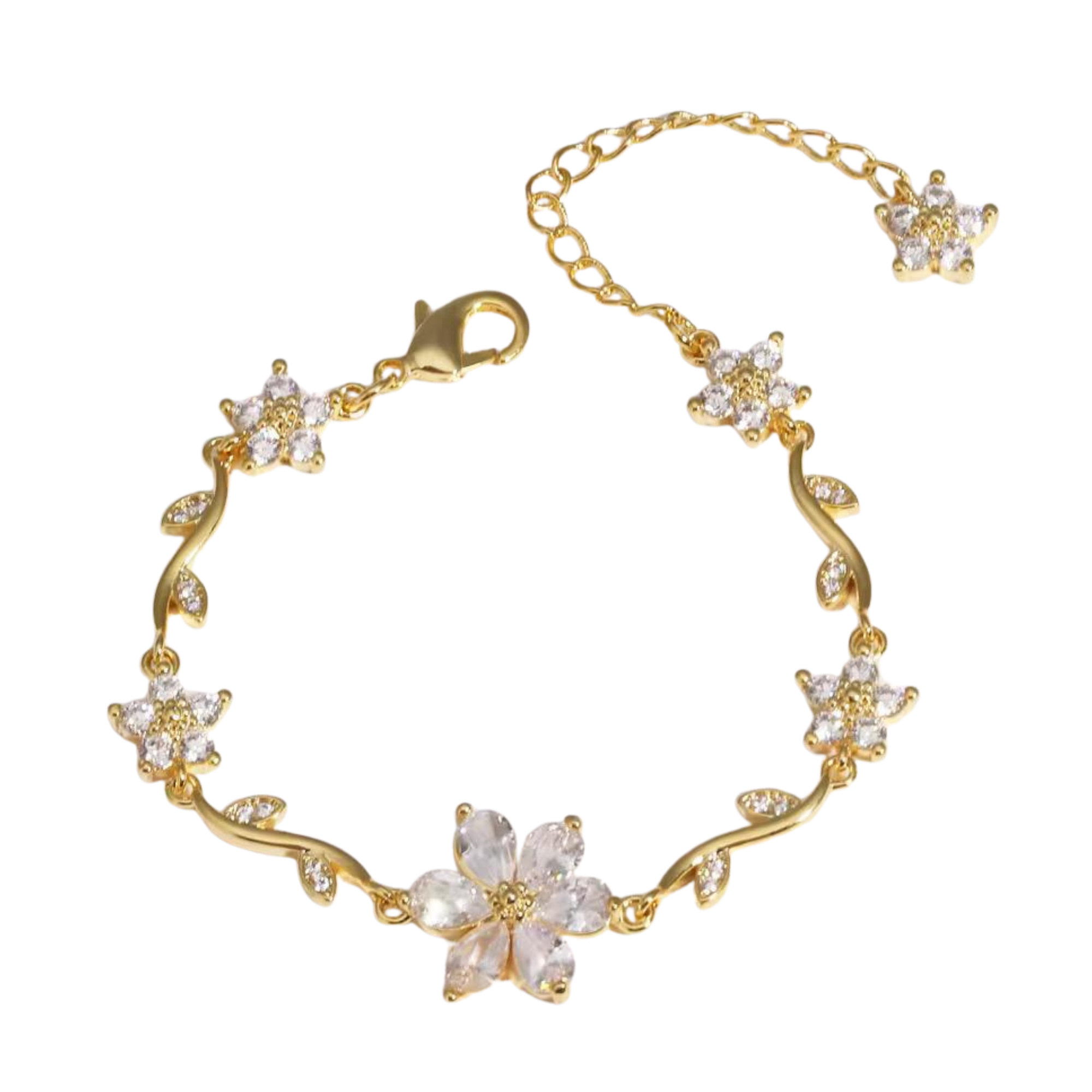 Pulsera Flor de Cerezo- Chapada en Oro 18K