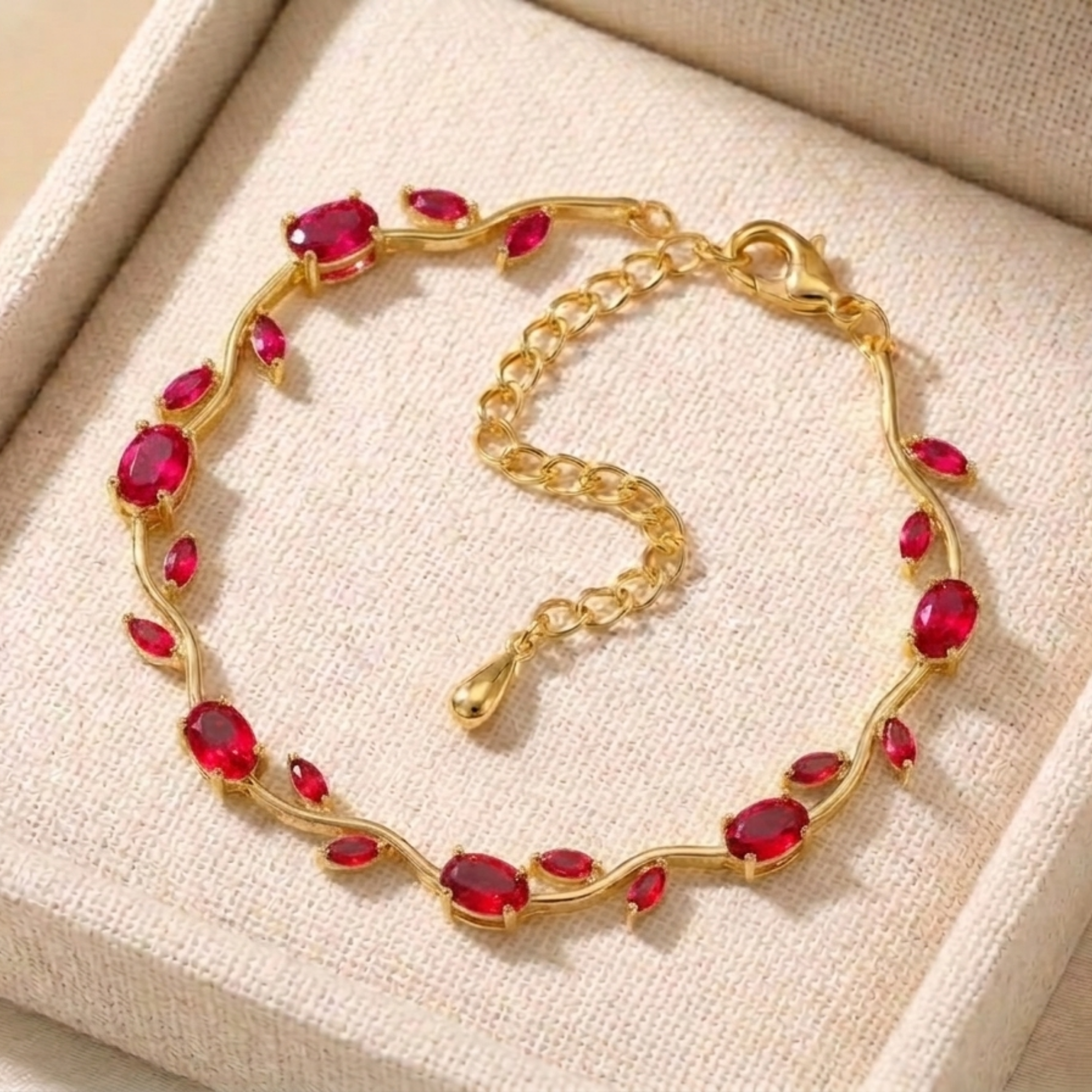 Pulsera Mágica de Tulipanes Ajustable- Chapada en Oro 18K