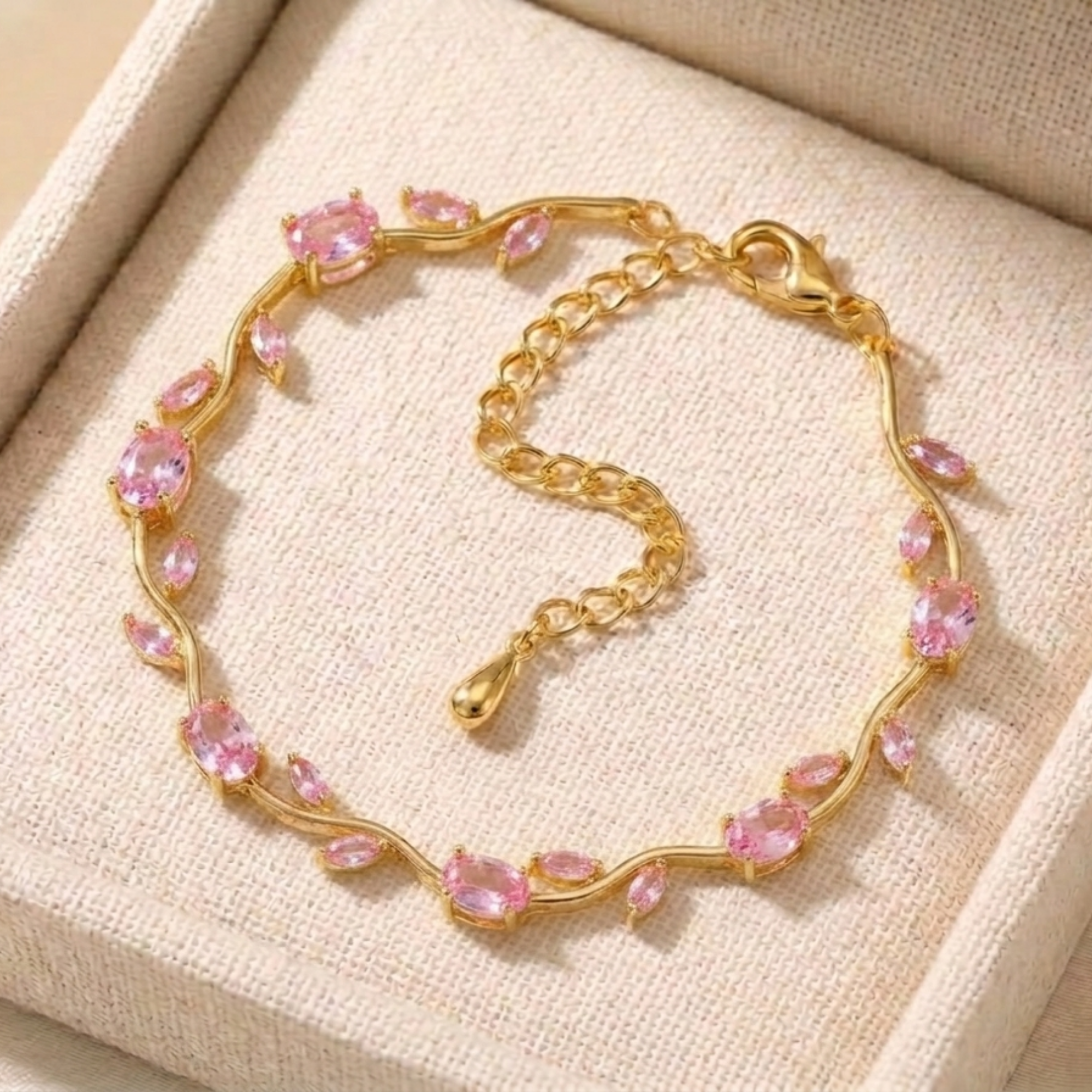 Pulsera Mágica de Tulipanes Ajustable- Chapada en Oro 18K