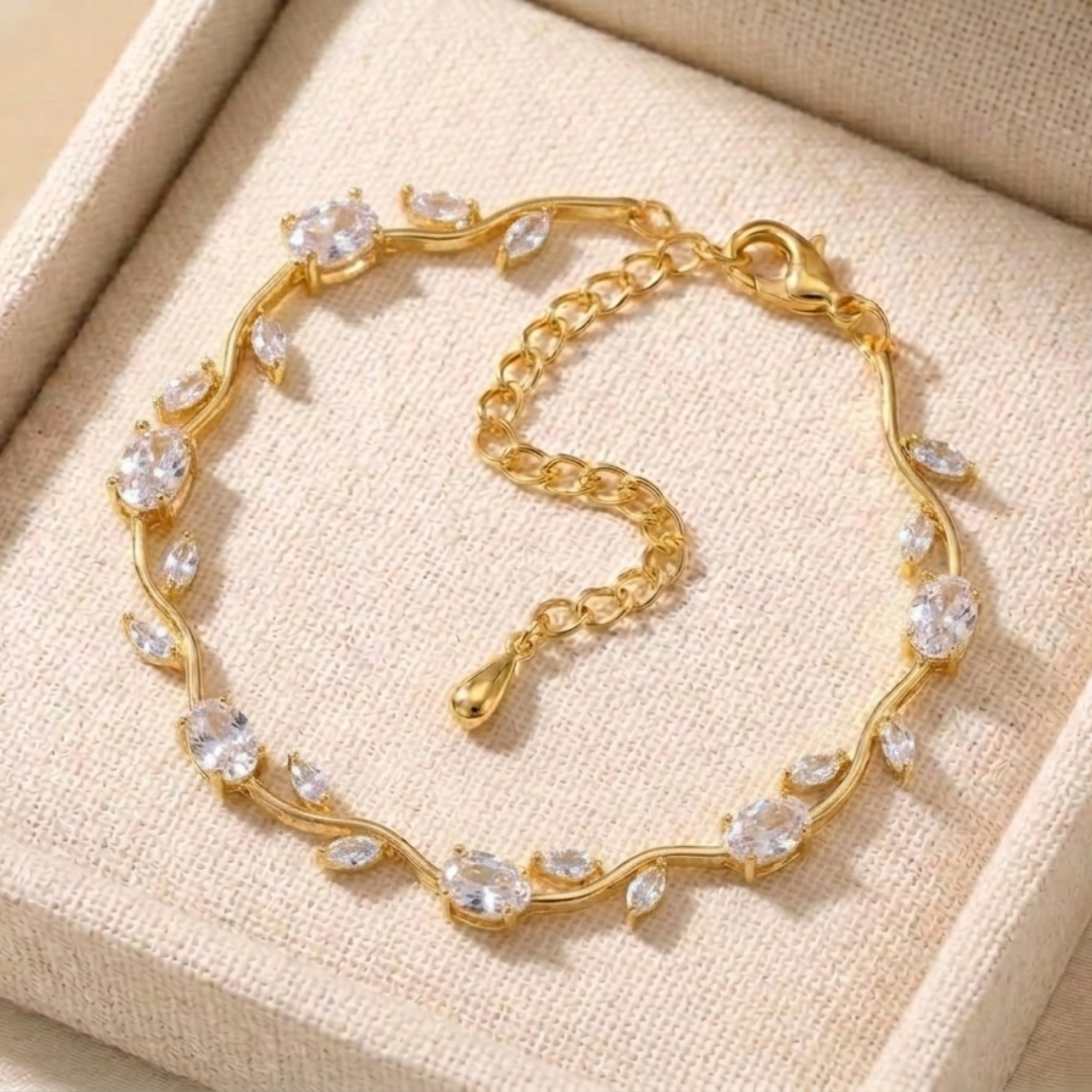 Pulsera Mágica de Tulipanes Ajustable- Chapada en Oro 18K