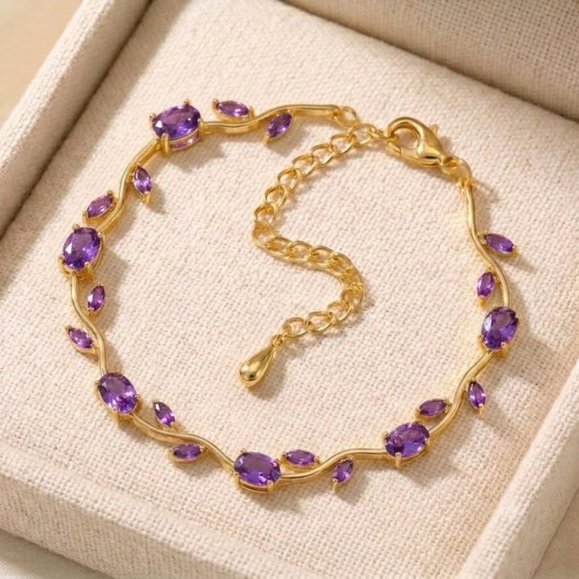 Pulsera Mágica de Tulipanes Ajustable- Chapada en Oro 18K