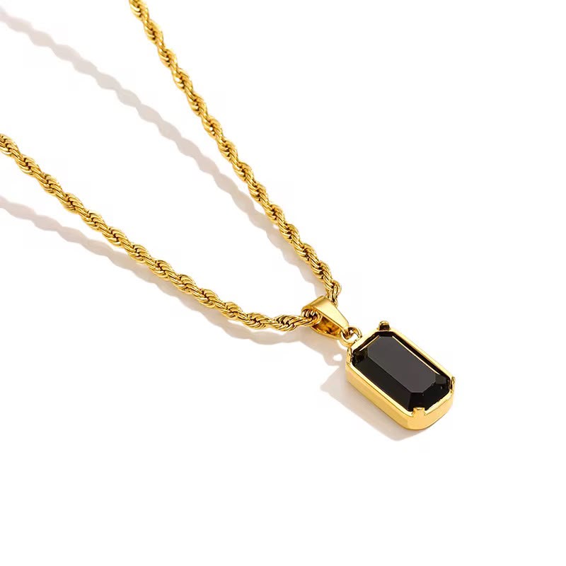 Cadena Soga Onyx- Chapada en Oro 18K