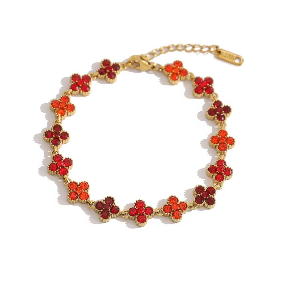 Pulsera Trébol Floral- Chapada en Oro 18K