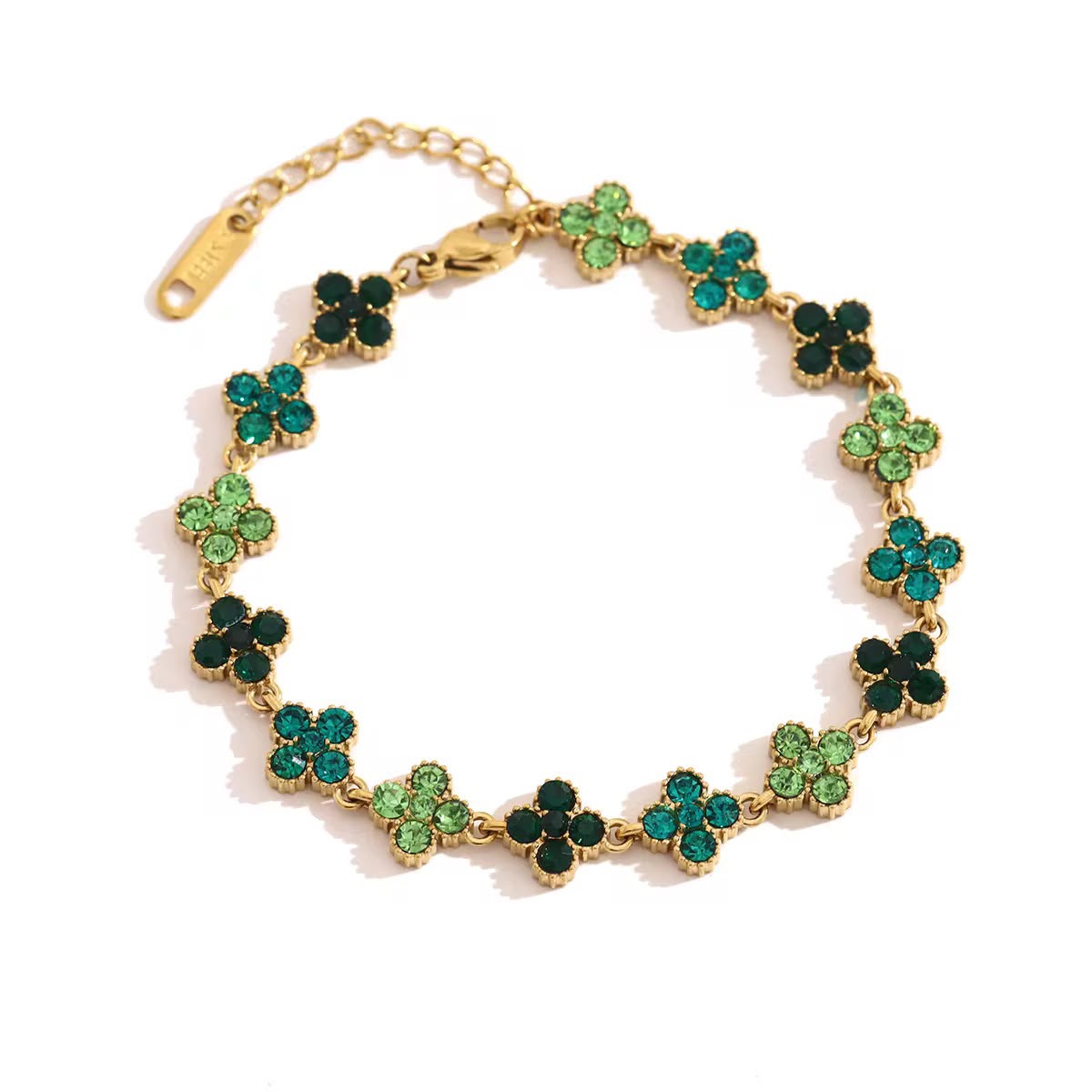 Pulsera Trébol Floral- Chapada en Oro 18K