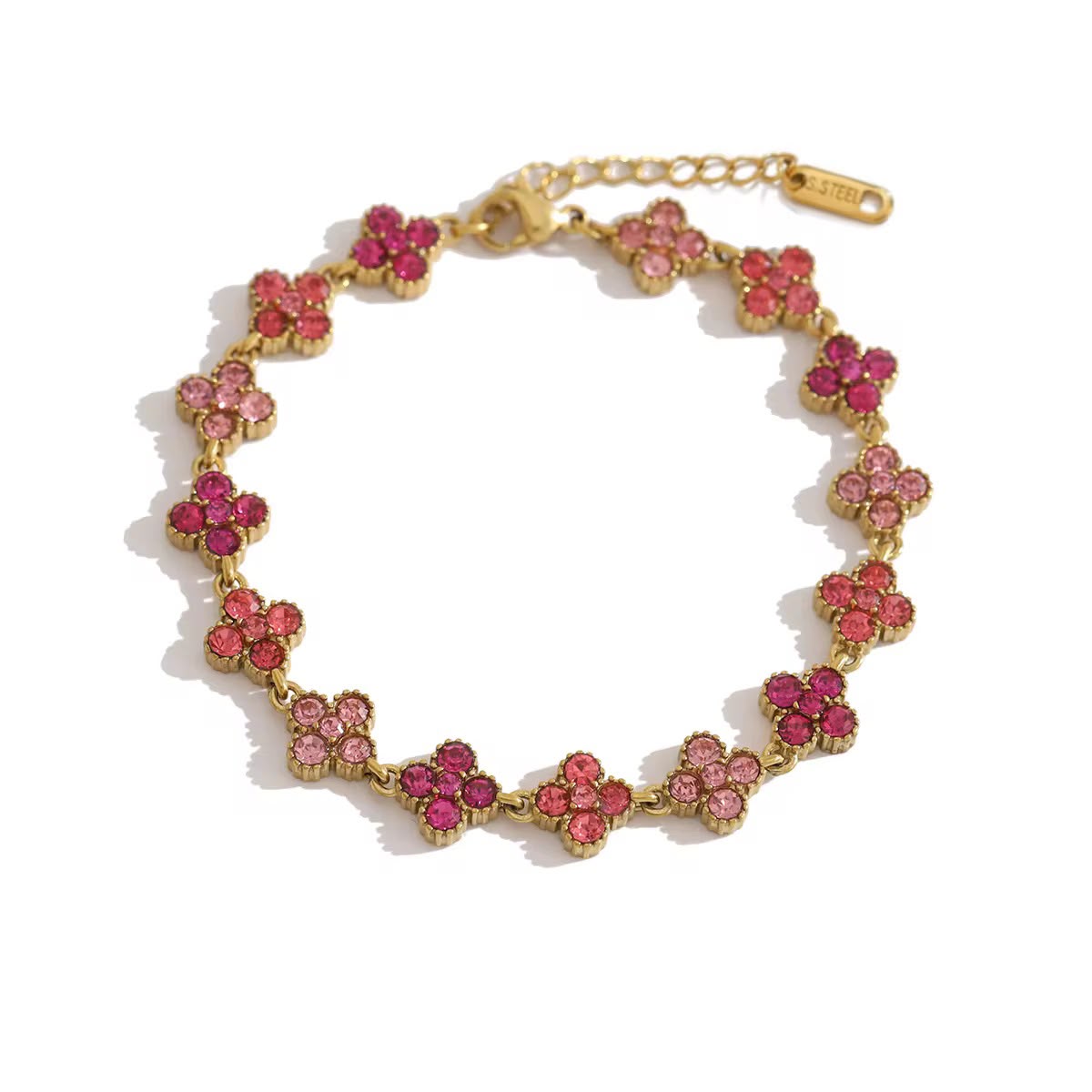 Pulsera Trébol Floral- Chapada en Oro 18K