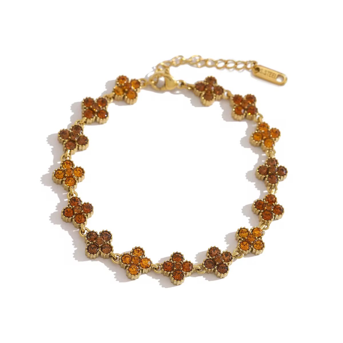 Pulsera Trébol Floral- Chapada en Oro 18K