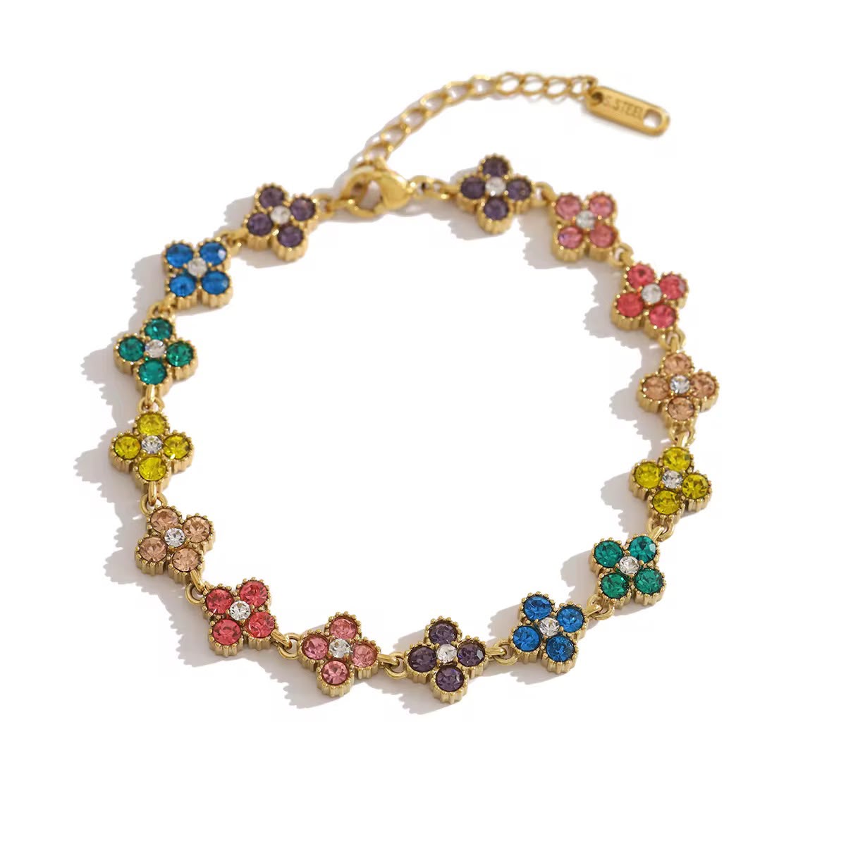 Pulsera Trébol Floral- Chapada en Oro 18K