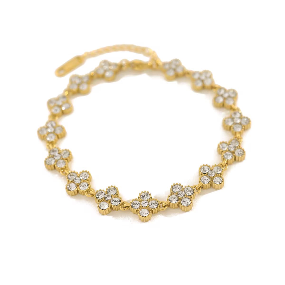 Pulsera Trébol Floral- Chapada en Oro 18K