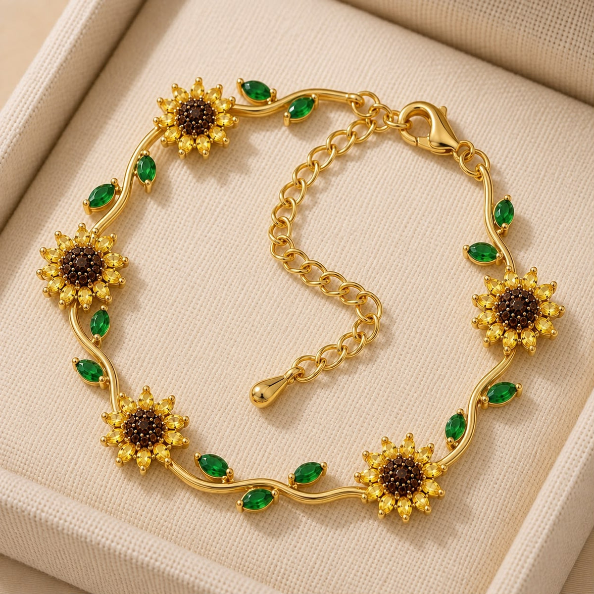 Pulsera Mágica de Girasoles- Chapado Oro 18K